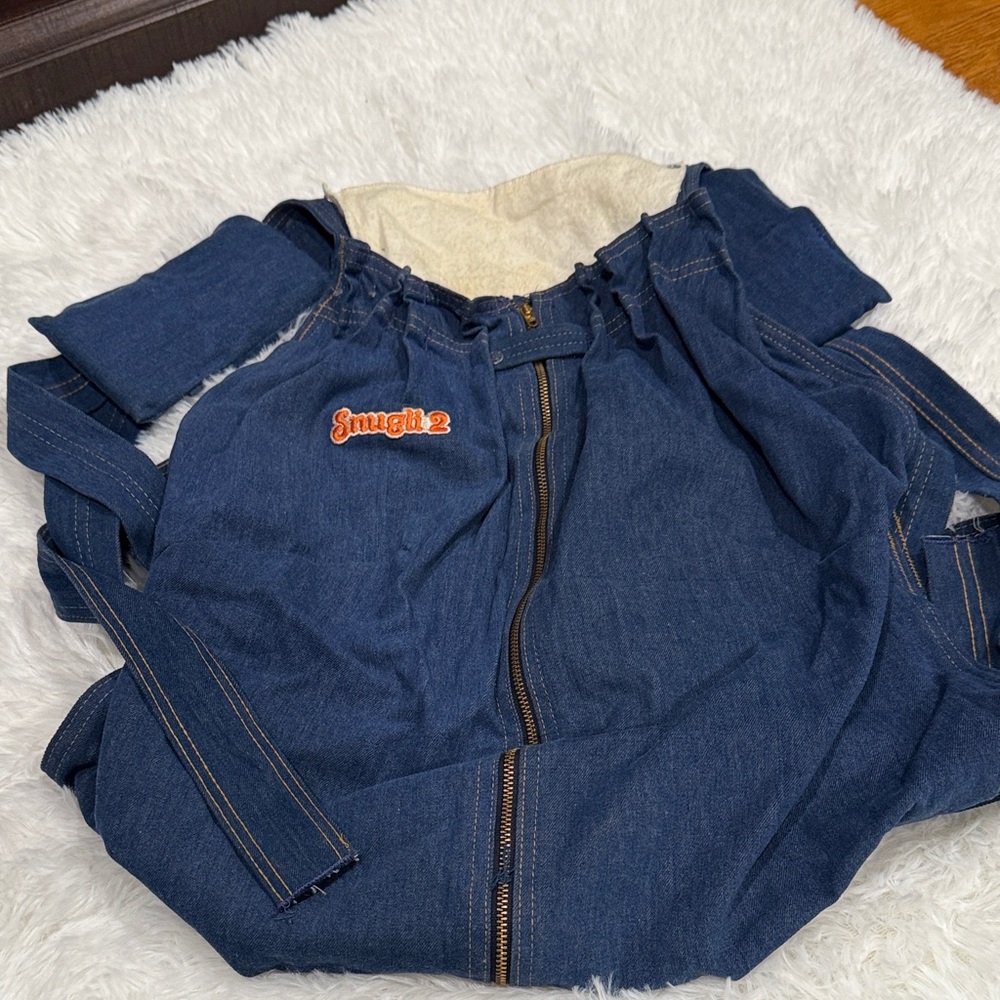 Stylish Vintage Denim Careier with Embroidered Logo